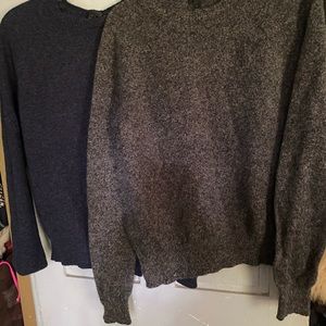 Two size large Grey and blue wool sweaters J Crew